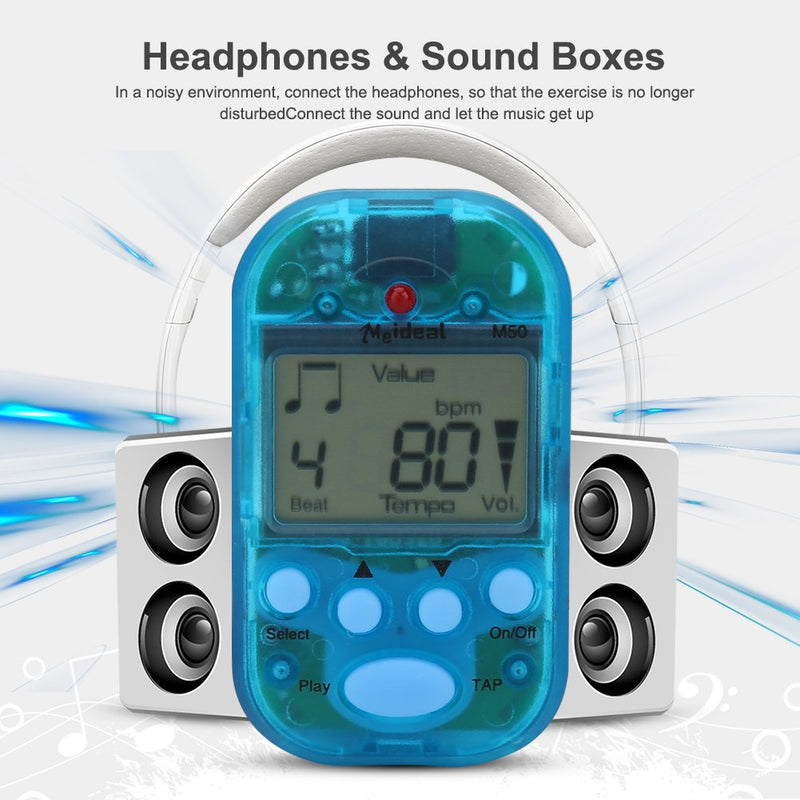 Mini Metronome, M50 LCD Digital Beat Tempo for Piano, Violin, Guitar, Trap Drum(Blue)
