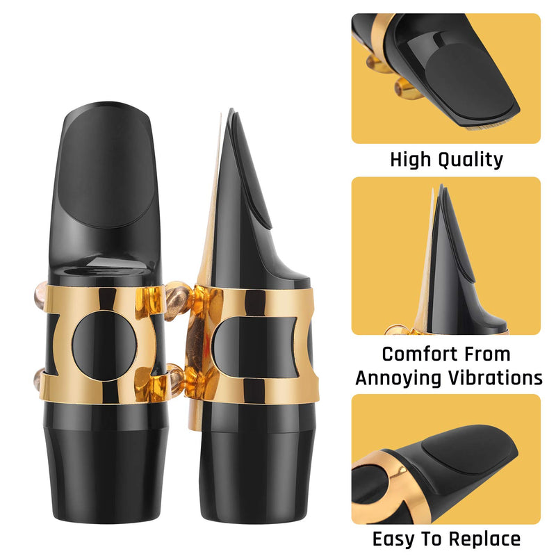 Focusound Saxophone & Clarinet Mouthpiece Cushions, Thick, 0.8mm Black, 8-Pack