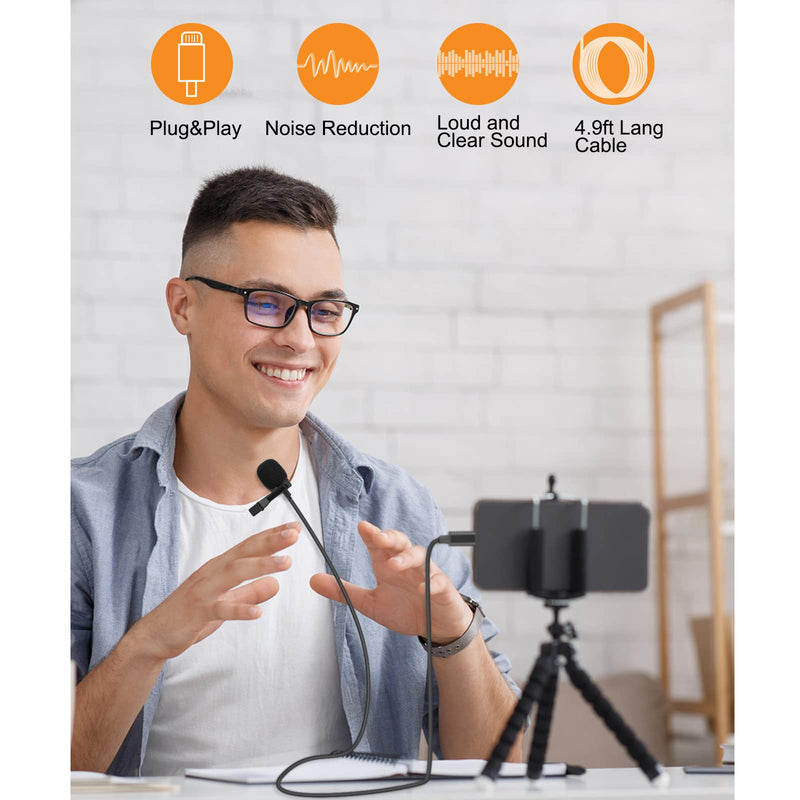 [AUSTRALIA] - Enbiawit Professional lavalier Microphone for iPhone, Condenser Microphone for Phone Recording and Video Recording, lavalier Microphone for YouTube, interviews, Meetings, and with iPhone/iPad/iPod 