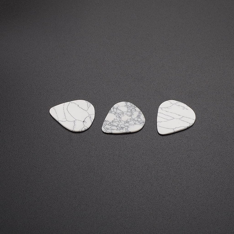 Alnicov 3Pcs Guitar Picks,Natural Stone Picks for Bass Guitar Ukulele,Crack White