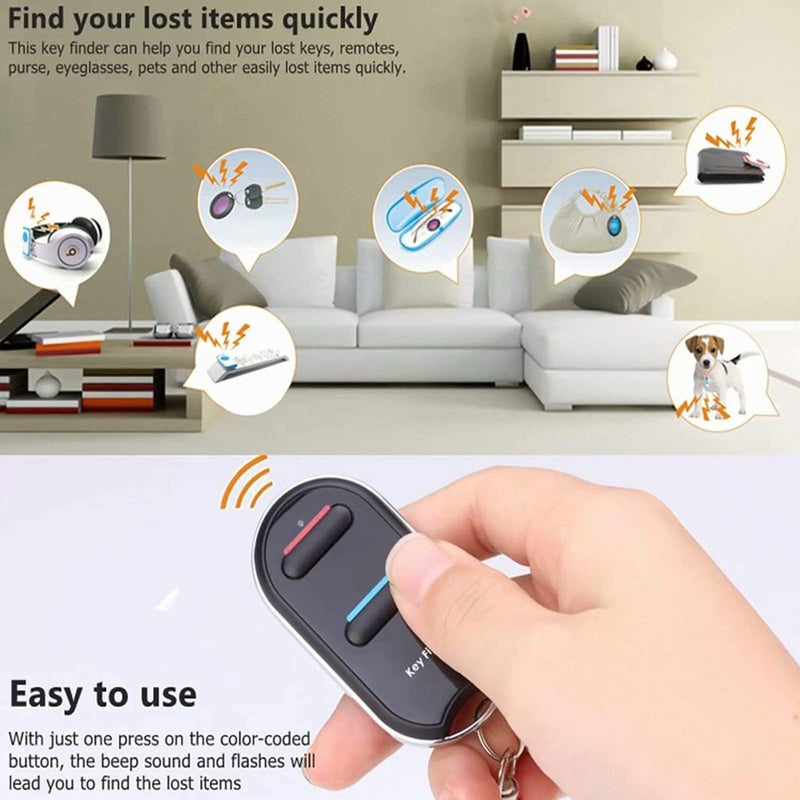 Vodeson KeyTag Key Finder Remote Control Finder, Easy to Use Suitable for The Elderly Key Locator Device,Whistle Phone Keychain Finder,Item Tracker,1 RF Transmitter 2 Receivers