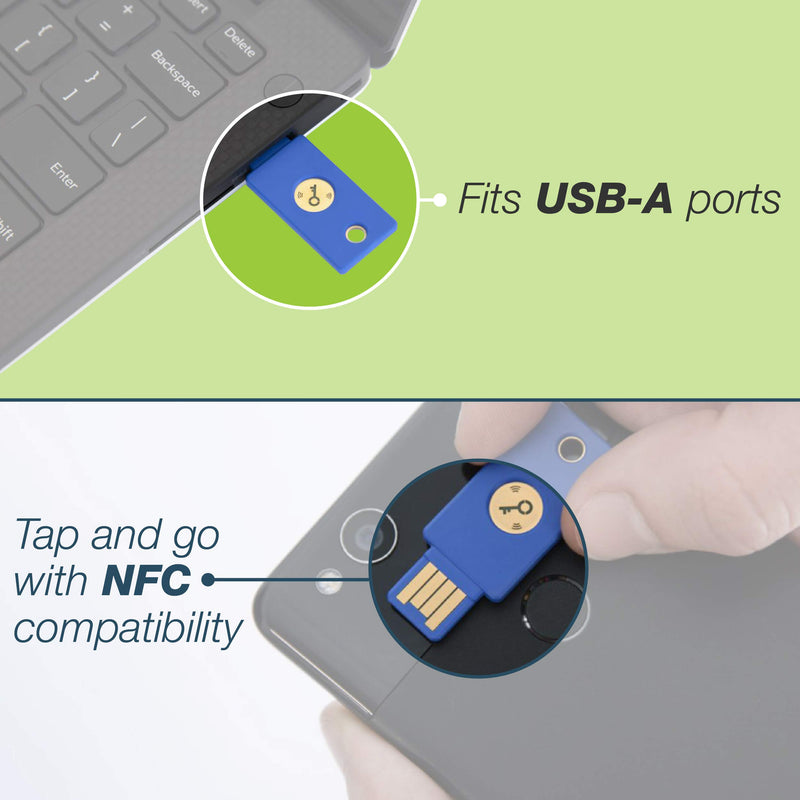 Yubico FIDO Security Key NFC - Two Factor Authentication USB and NFC Security Key, Fits USB-A Ports and Works with Supported NFC Mobile Devices – FIDO U2F and FIDO2 Certified - More Than a Password