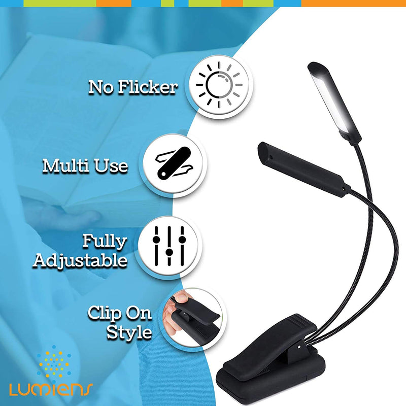 Lumiens Brooklyn - Music Stand Light Clip On - LED Musician Lamp for All Music Stands, Pianos, Orchestra Pits, Work Tables, Desks, and More - #1 Among Music Stand Lights - AAA Battery Powered