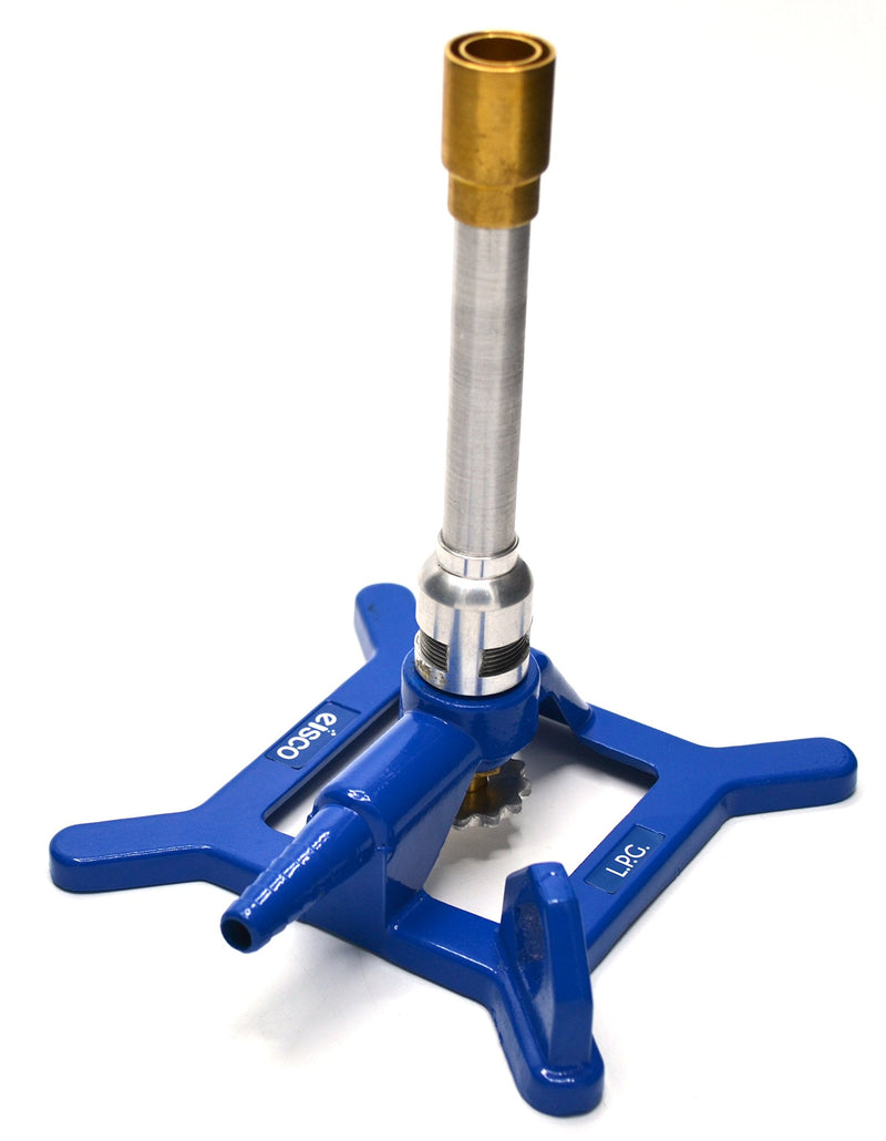 Tirrill Bunsen Burner, LPG - Gas Flow Control, Flame Stabilizer, Air Flow Adjustable - Cast Iron StabiliBase, Anti-Tip Design with Handle - Suitable for use with LPG/Butane Gas - Eisco Labs