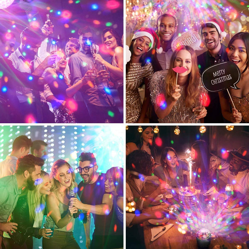 Disco Lights Sound Activated Disco Ball Lights 9 Colors Effects Party Lights 7 Modes Mood Night Light Projector Lamp with Remote & USB Cable for Kids Birthday, Home Party, Bedroom Decoration