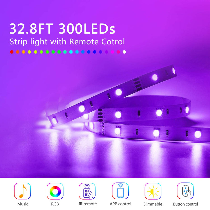 [AUSTRALIA] - Segrass WiFi Led Strip Lights Compatible with Alexa,Google Home, 32.8ft RGB LED Strips Light with WiFi Controller Music Sync Color Changing Rope Lights for Bedroom Party TV Home Decorative 