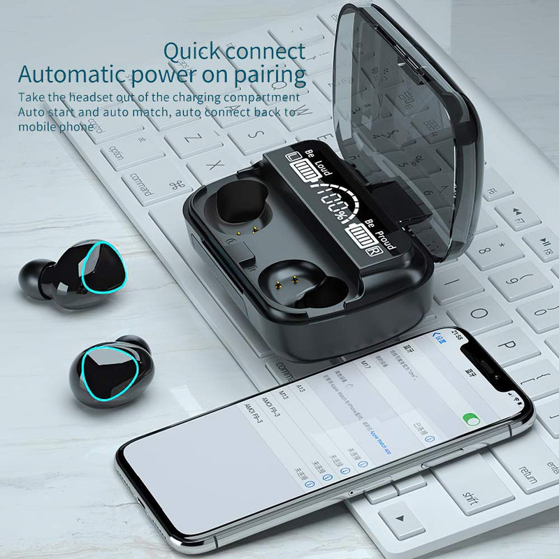 Wireless Earbuds, Bluetooth 5.1 Earphones Auto Pairing Bluetooth Headphones True Wireless Stereo HiFi Headphones for Running Sports in-Ear with 2000mah Smart LED Display Charging Case/Box