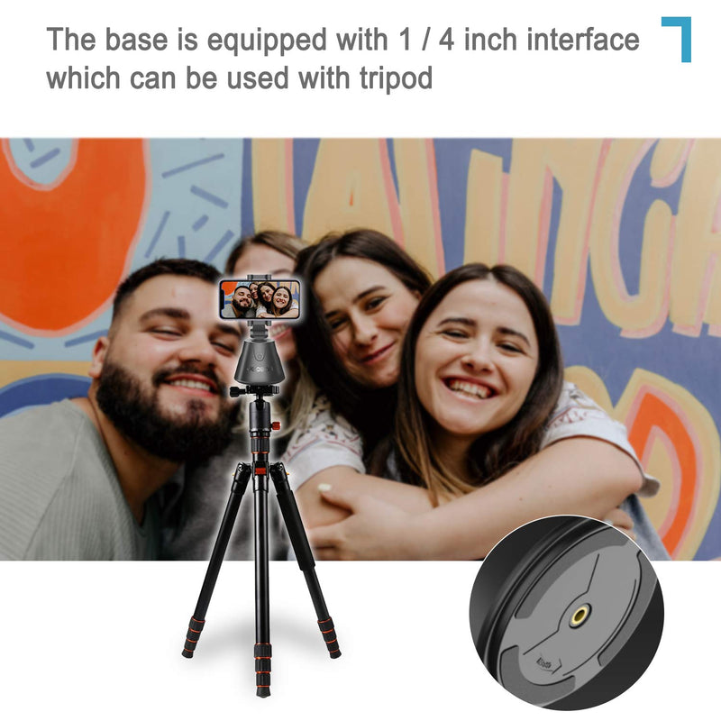 Face Tracking Phone Holder, 360 ° Rotation Auto Tracking Tripod with Selfie Ring Light, Smart Camera Mount Shooting Robot Cameraman for iPhone Android Phone Black