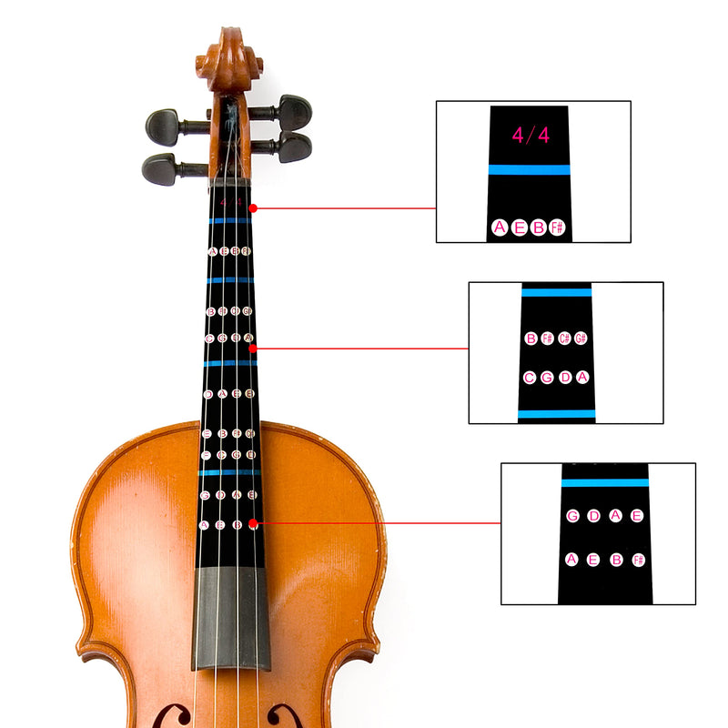 INKNOTE 8 PCS Violin Beginner Set - 4/4 Violin Notes Stickers, 5 pcs Maple 4/4 Full Size Violin Bridges, Violin Rubber Mute, with dust-free cloth, Ideal for anyone wanting to learn to play the violin