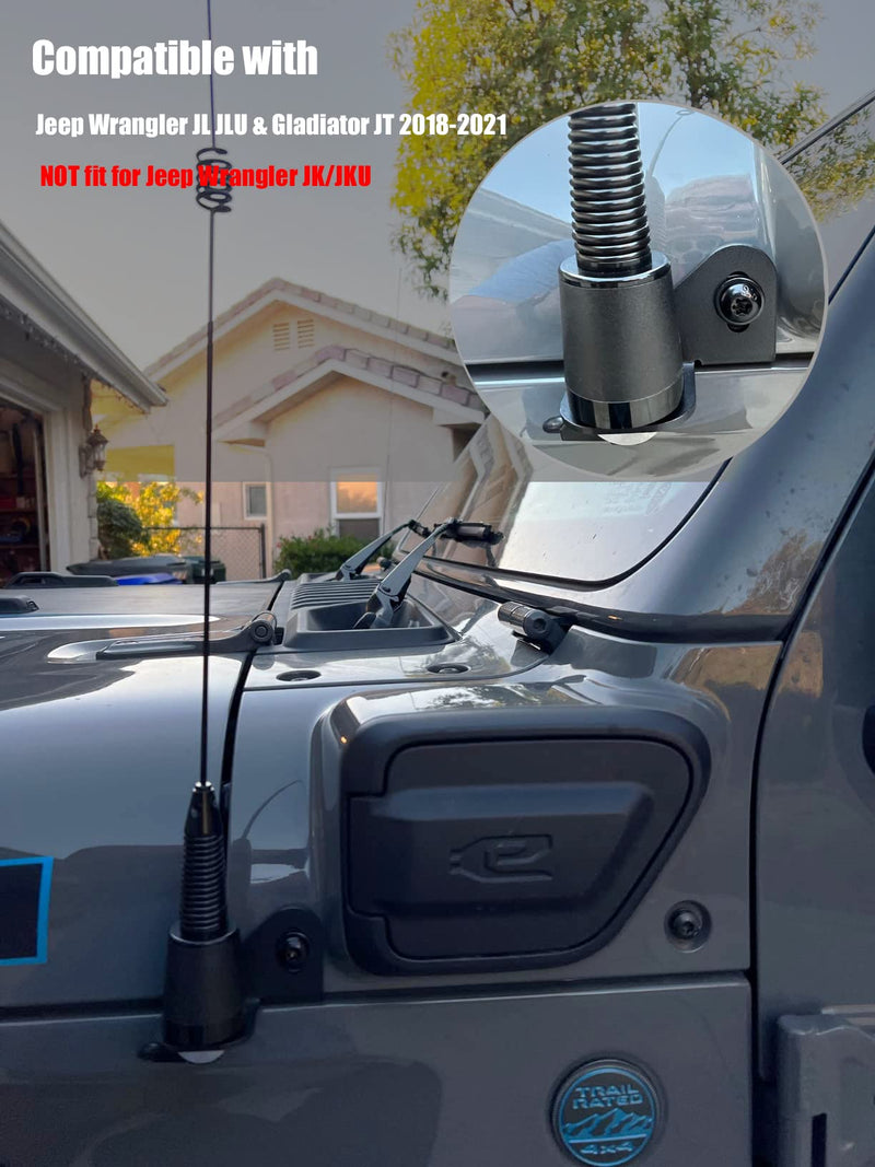 JL Antenna Mount Driver Side CB Antenna Mount, DarSeity Steel Radio Holder Mounting Bracket for Jeep Wrangler JL JLU/Jeep Gladiator JT 2018-2023