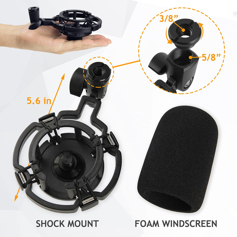 Razer Seiren X Shock Mount with Foam Windscreen Cover, Anti-Vibration Suspension Shockmount Mic Holder Clip with Pop Filter to Blocks Out Plosives for Razer Seiren X USB Streaming Microphone Frgyee