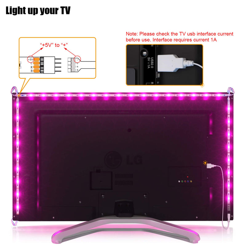 Tv Led Backlight,Maylit Pre-Cut 6.56ft Led Strip Lights for 40-60in Tv,4Pcs USB Powered Tv Lights kit with Remote,RGB Bias Lighting for Room Decor