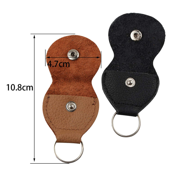 Futheda 2 Pieces Leather Plectrum Holder Case Keyring and 6 Pieces Doubled Sided Colorful Celluloid Material Guitar Picks Plectrums for Electric, Acoustic, or Bass Guitar 0.96mm