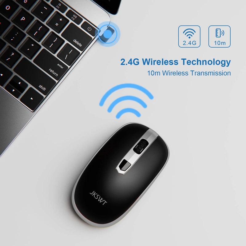 2.4G Wireless Mouse, JKSWT Portable Wireless Mouse, with 4 Buttons, 3 DPI Adjustable 800/1200/1600, Optical USB, for PC / Laptop / Mac / Windows black