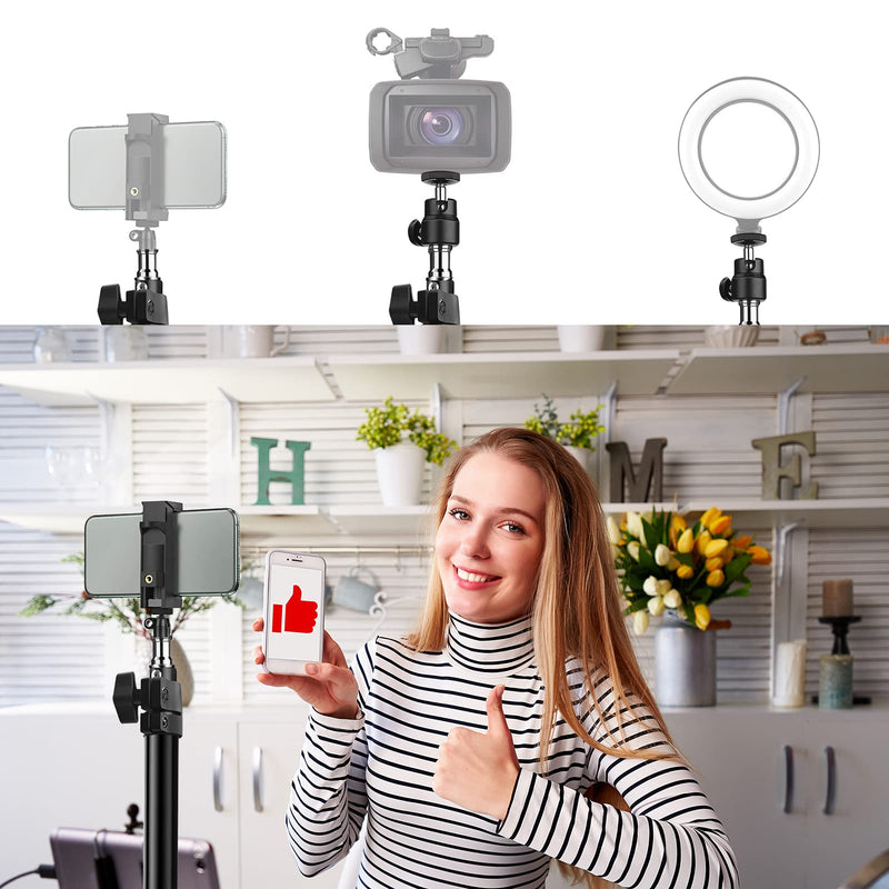 Tinpops Camera Desk Mount Stand, 15.5-21.5" Adjustable Desktop C-Clamp Mounting Stand, Aluminum Tabletop Light Stand with 1/4'' Screw Tip for DSLR Camera, Photography Video Light, Live Streaming 15.5-21.5 Inch