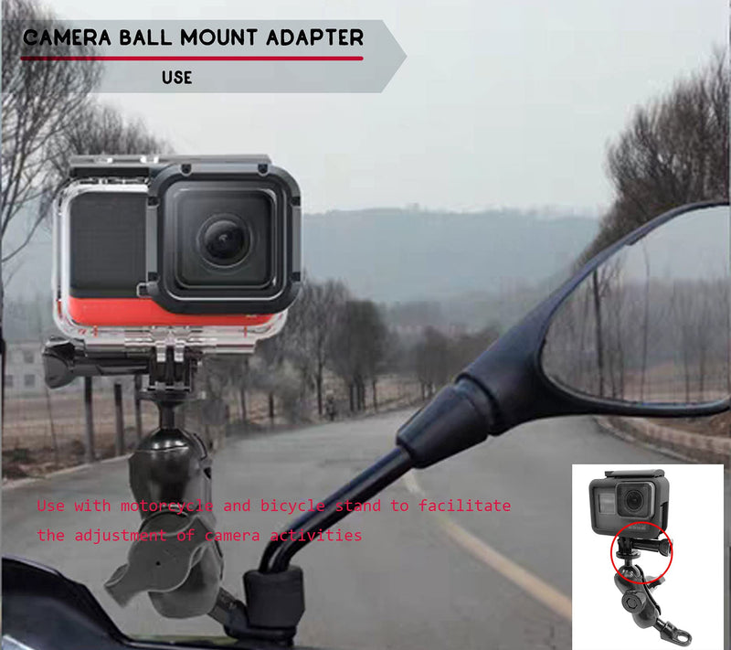 Ball Mount Adapter ,Gopro ram Style Mount for Gopro Full Range Series/Coyote/GitUp/AKASO/SJCAM Sports Camera, Compatible with RAM Style Mounts,Aluminum Alloy Ball Action Camera Bracket(Black) Red Ball Mount Adapter