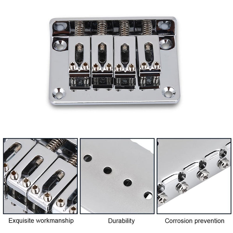 4-string Guitar Bridge, Durable Guitar Bridge Replacement Parts for Cigarbox Electric Guitars Bass Ukulele Silver
