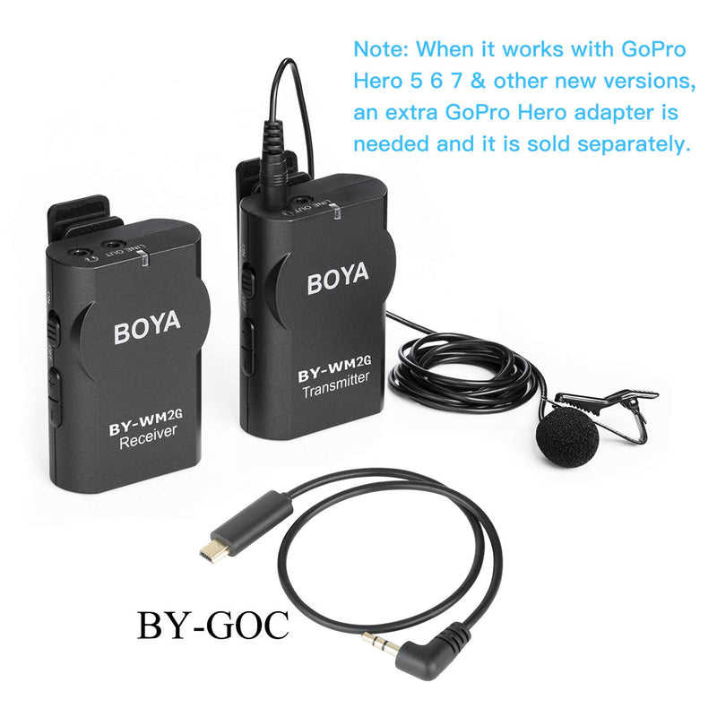 BOYA BY-WM2G Wireless Lavalier Microphone System Compatible with iPhoneX 8 8 Plus 7 6 Smartphone,Canon 6D 600D Nikon D800 D3300 Sony A7 A9 DSLR GoPro Hero4 Hero3 Hero3+ Action Cameras