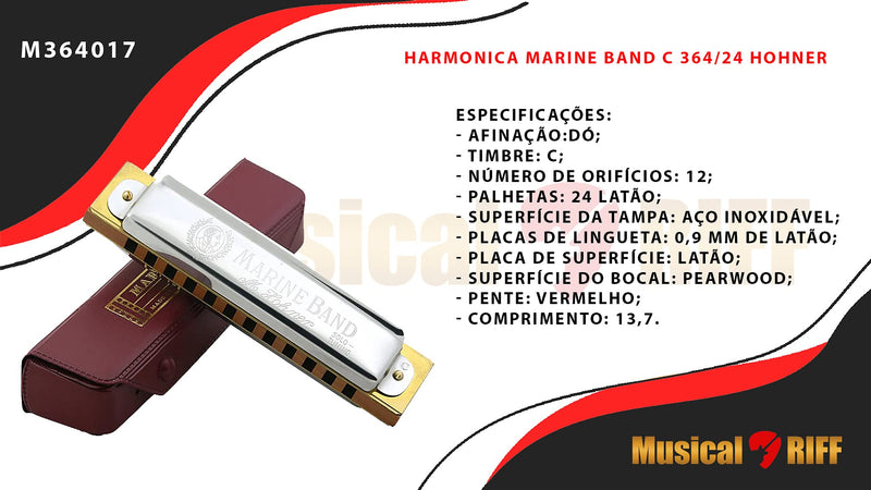 HARMONICA HOHNER M364017 MARINE BAND 364/24 C DO
