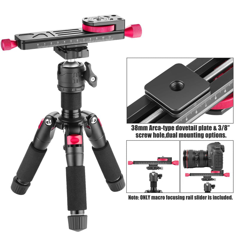 koolehaoda All Metal Wormdrive Macro Focusing Focus Rail Slider/Close-up Shooting Clamp Plate: 115mm Adjustment with 1/4 Inch Screw Head for DSLR Cameras,Tripod Ballhead, Arca/RRS Lever Clamp Compati W-160