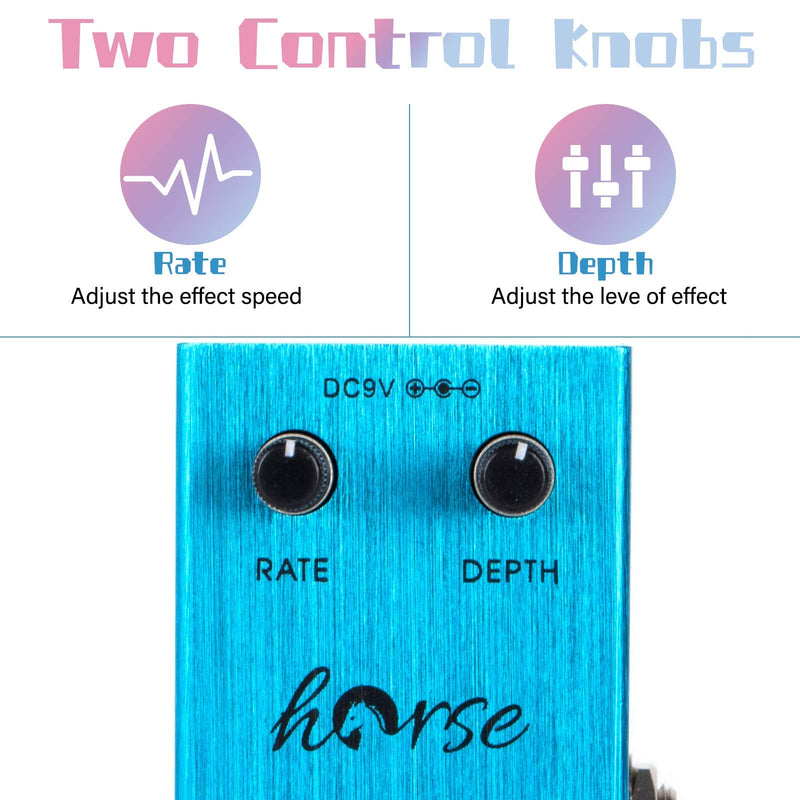 Analog Chorus Guitar Pedal, Horse Electric Effects Pedals Mini Single Type DC 9V True Bypass Blue