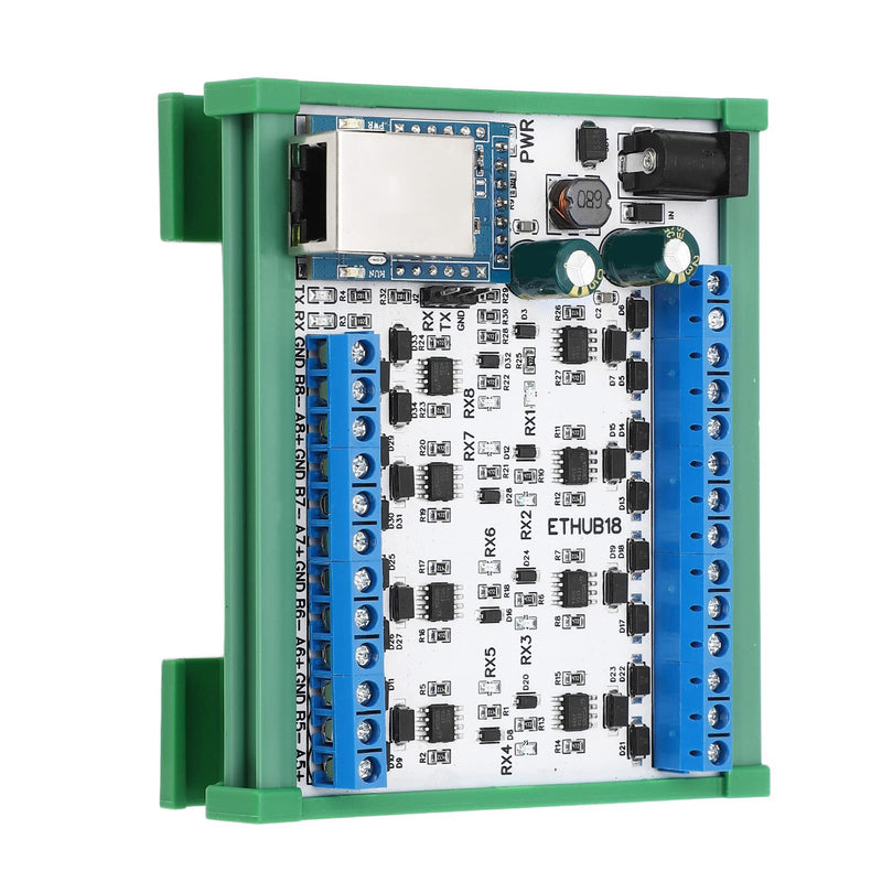 RJ45 to 8 RS485 Hub Converter, DC7‑30V Easy Wiring RJ45 to 8 RS485 Hub Module Compact Stable Performance for Industry (Hub Module with Housing) Hub Module with Housing