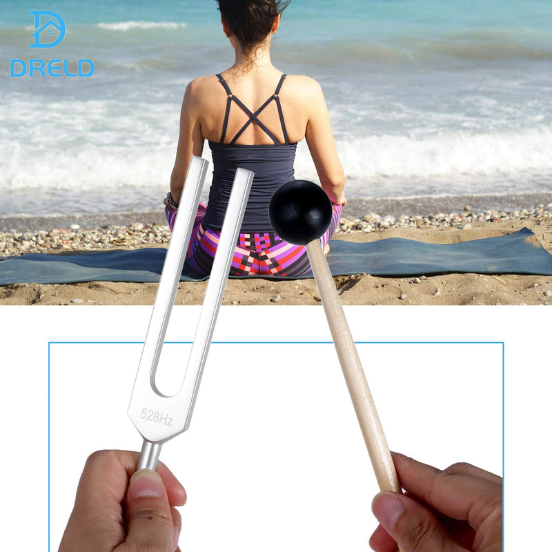 Dreld 528 Hz Tuning Fork with Silicone Hammer and Bag for DNA Repair Healing, Sound therapy, Perfect Healing, Musical Instrument, Balancing, Healers, Vibration