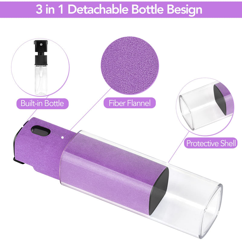 2 Pcs Fingerprint Proof Screen Cleaner,3 in 1Touchscreen Mist Cleaner Spray Wipe Cleaner Fingerprint-Proof Soft Fiber Flannel,Safe for All Phones Glasses Tablet Laptop TV Watch Screens(Purple) Purple
