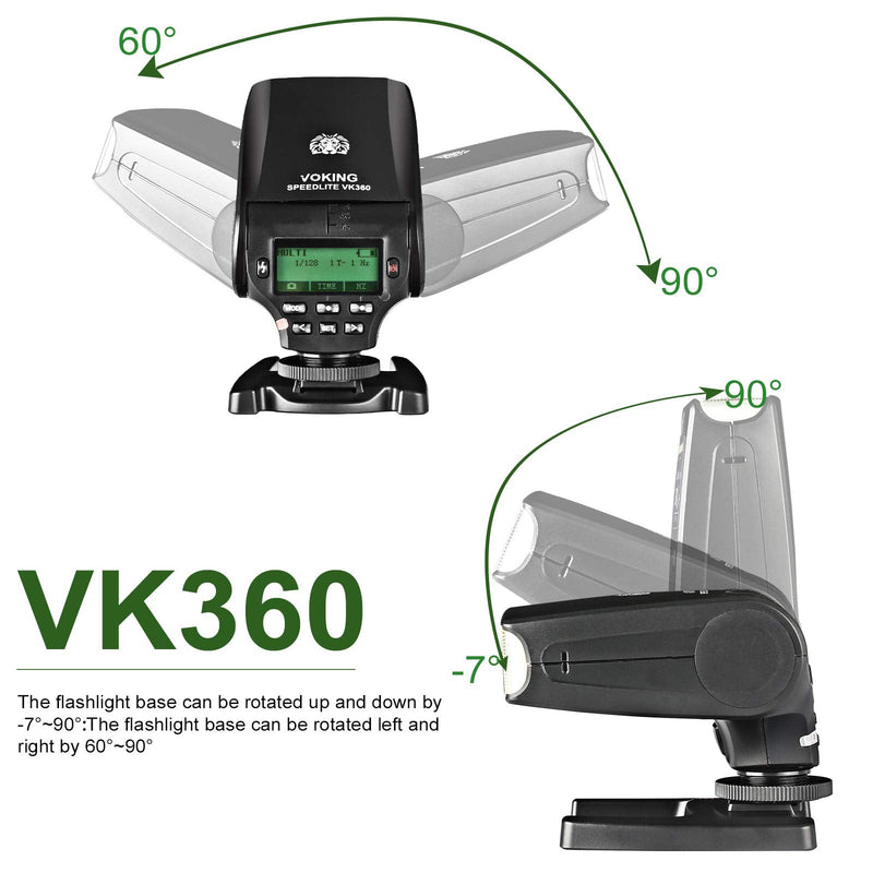 Voking VK360N TTL Master HSS Flash Speedlite Compatible with Nikon F-Mount Digital SLR Cameras D1X D2 D2H D2X D3 D3X D200 D300 D300S D3500 D500 D700 D780 D800, etc