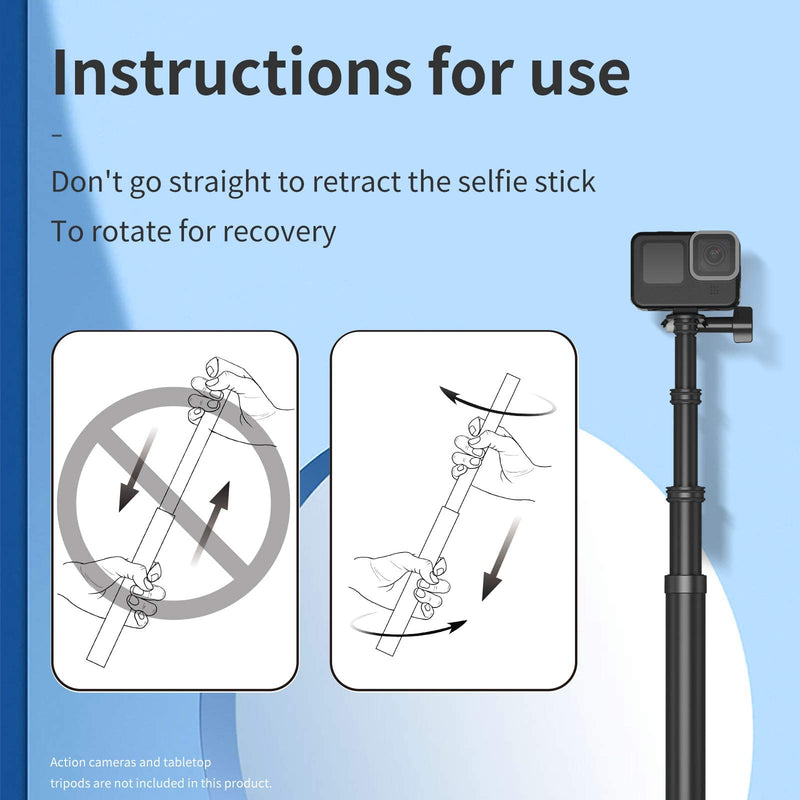 Ultra Long Selfie Stick - 106 Inch Lightweight Extendable Handheld Monopod for Gopro/Osmo Action/Insta 360 (106" Upgraded Selfie Stick) 106" Upgraded Selfie Stick