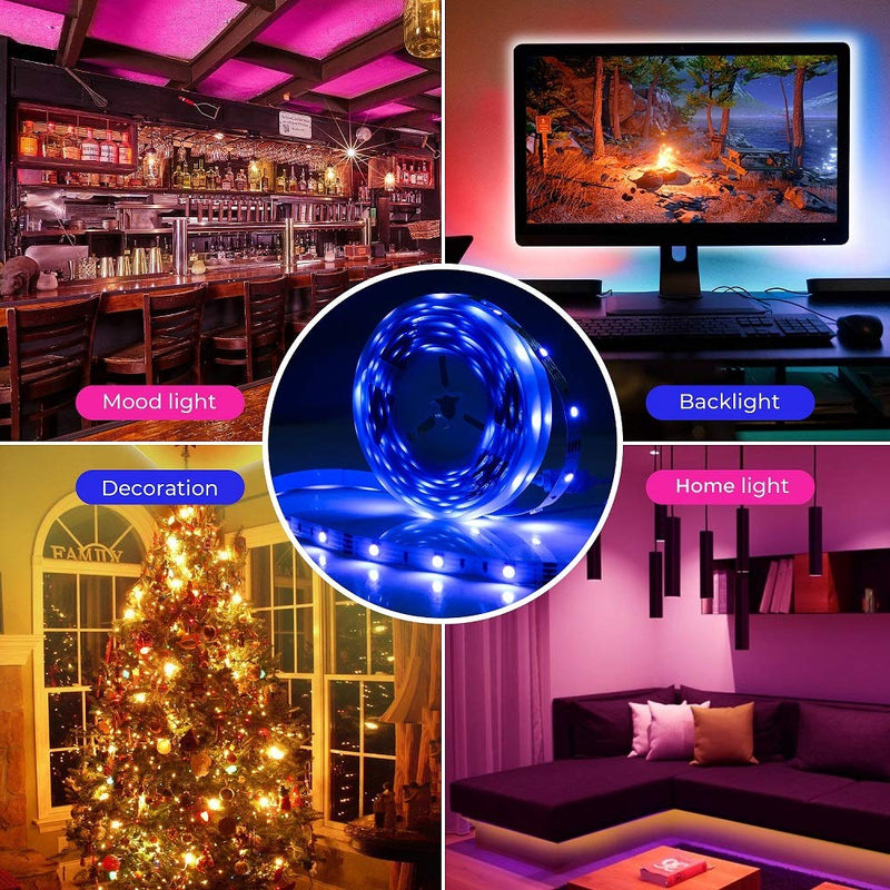 [AUSTRALIA] - 20ft Led Strip Lights Sync to Music Color Changing RGB Led Lights for Bedroom Room Decoration Flexible Led Strips DIY Kit with UL Certified Power Supply Built-in Mic APP Receiver IR Remote Control 