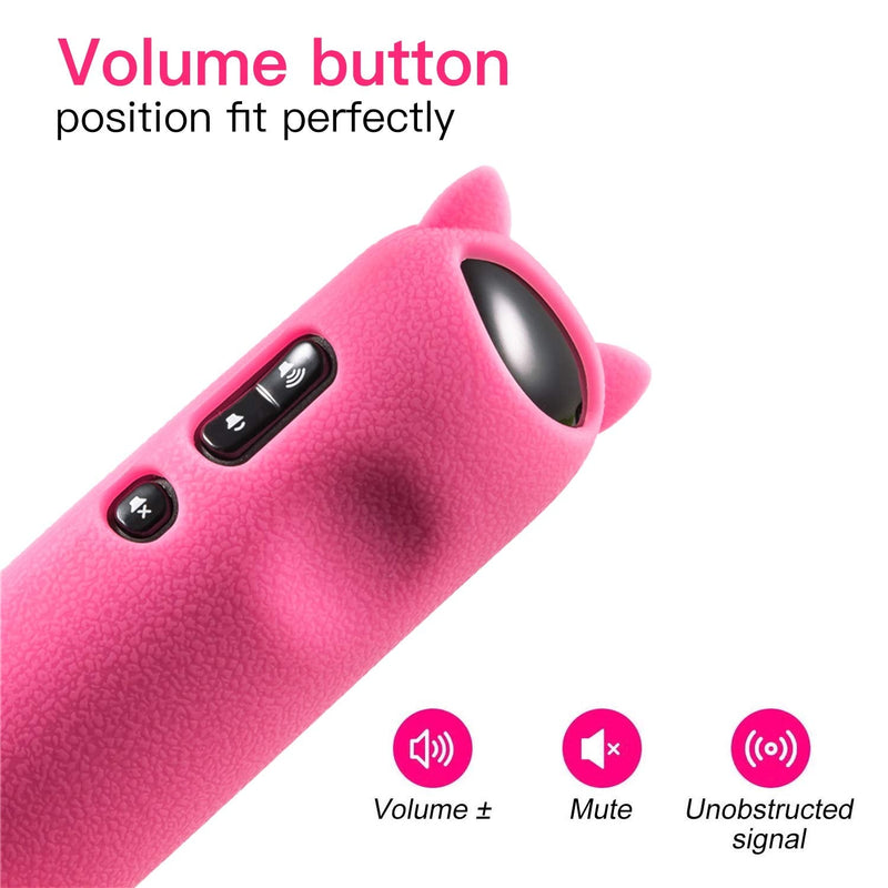 Bedycoon Pink Silicone Protective Soft Cases Covers with Wrist Strap and Remote Holder with Adhesive for RC280 TCL Roku TV Remote Control Cat Ear Shape Design Cute pink cover+ holder