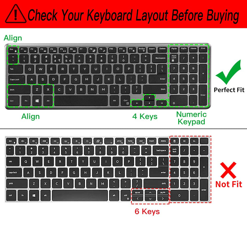 CaseBuy Keyboard Cover for Old Dell Inspiron 15 3000 5000 15.6" Series / Dell G3 G5 G7 15.6" Series / 17.3" Dell G3 Series / Insprion 17 7786 / Inspiron 17 5000 Series (with Numeric Keypad), Black