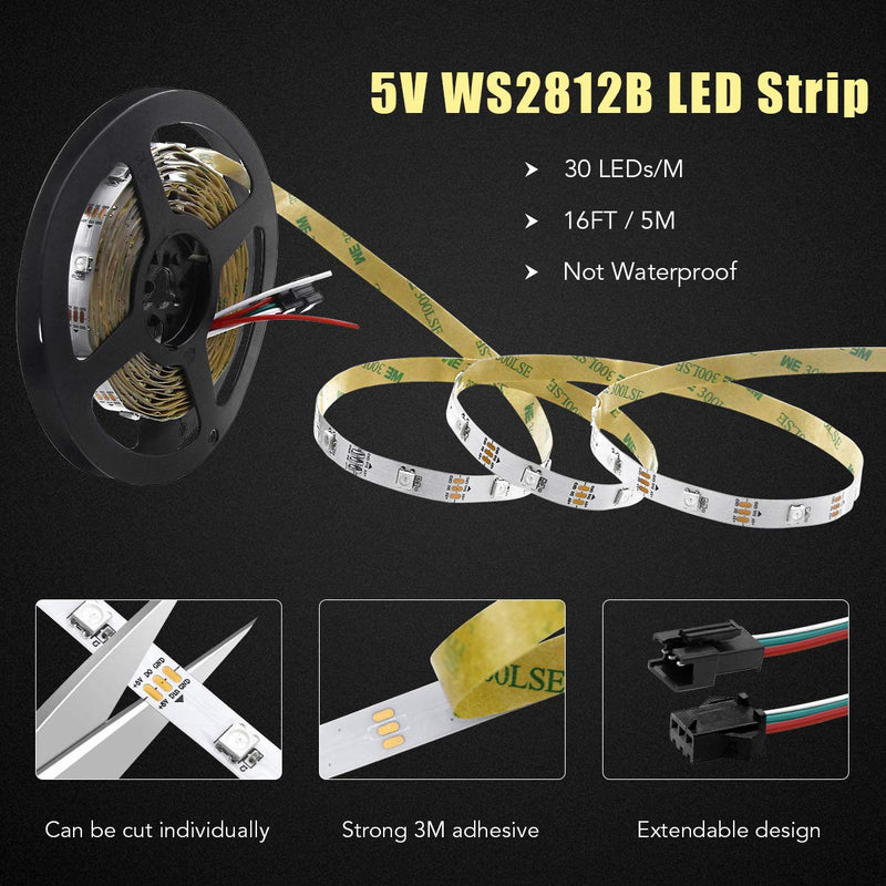 [AUSTRALIA] - Arkare Addressable LED Strip WS2812B RGB Programmable Digital LED Pixels 16.4ft 150 LEDs Dream Color Rainbow LED Tape Light 5V DC White PCB, Support Arduino Raspberry Pi, No Power/Controller 