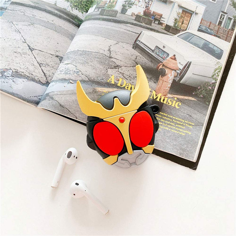 TOUBN Case Compatible with Airpods 1/2, Mysterious Cartoon Strong Ultraman Design Silicone Cute Carrying Earphone Protector, Scratch Resistant Waterproof Seamless Fit Protective Earbuds Case