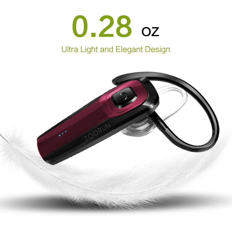 TOORUN M26 Bluetooth Headset with Noise Cancelling Compatible with Smart Phones LG G7 Samsung Note9 S9 iPhone Xs MAS Moto Z3 P30 Google pixel3 ZTE Axon-Red