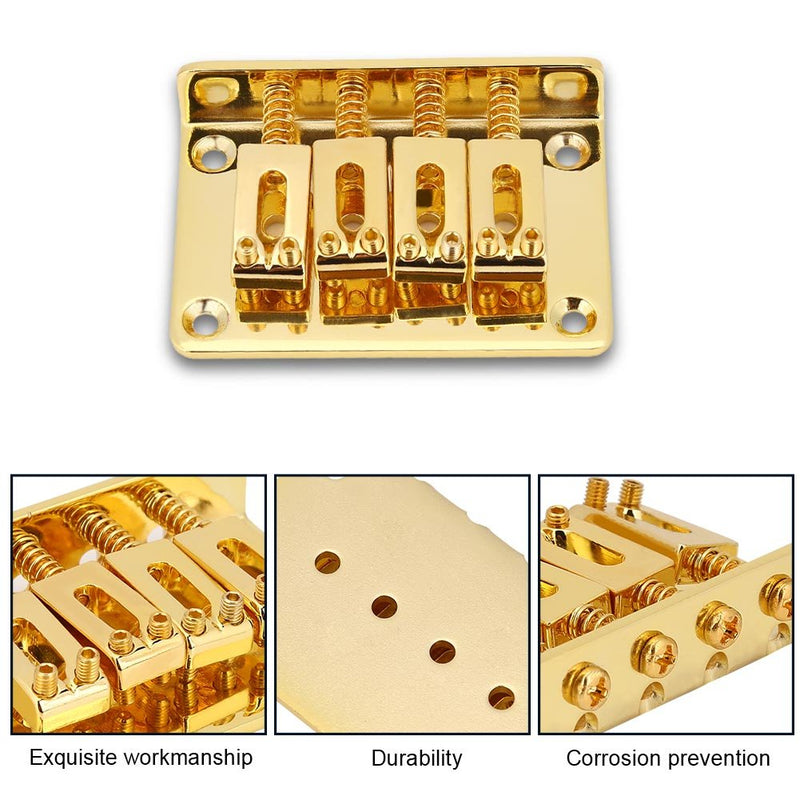 4-string Guitar Bridge, Durable Guitar Bridge Replacement Parts for Cigarbox Electric Guitars Bass Ukulele Gold