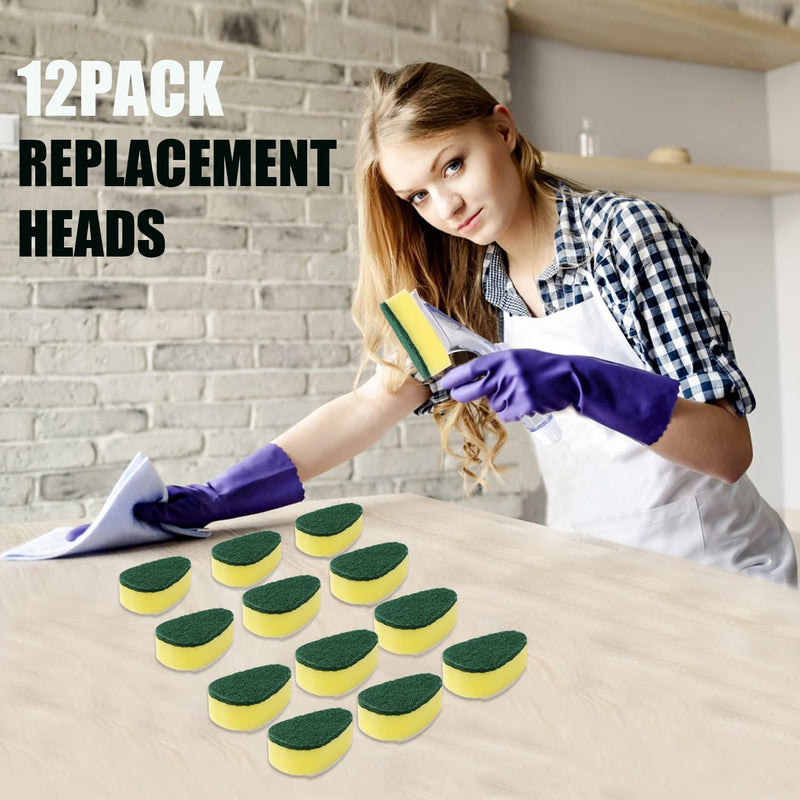 Dish Wand Refill 12Pack, Durable Dish Wand Sponges,Common Dish Wand Refill Heads Replacement for Kitchen Cleaning