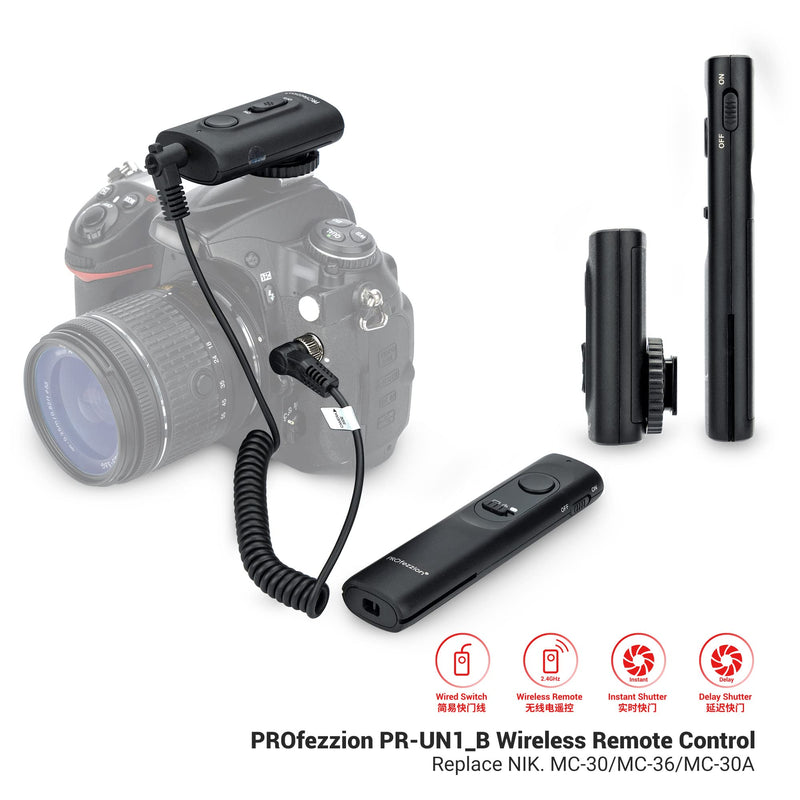 PROfezzion [164'] Wireless Shutter Release Remote Control for Nikon D850 D500 D5 D810 D810A D800 D700 D4s D4 D3 D3s D3X D2H D2X D2Hs D2Xs Camera, Radio Control Shutter Release with AAA Battery For Nikon MC-30