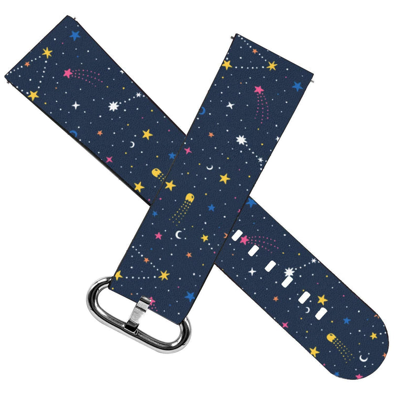 Replacement Leather Strap Printing Wristbands Compatible with Fitbit Versa 2 / Versa/Versa Lite/Versa SE - Cosmic Starry Night