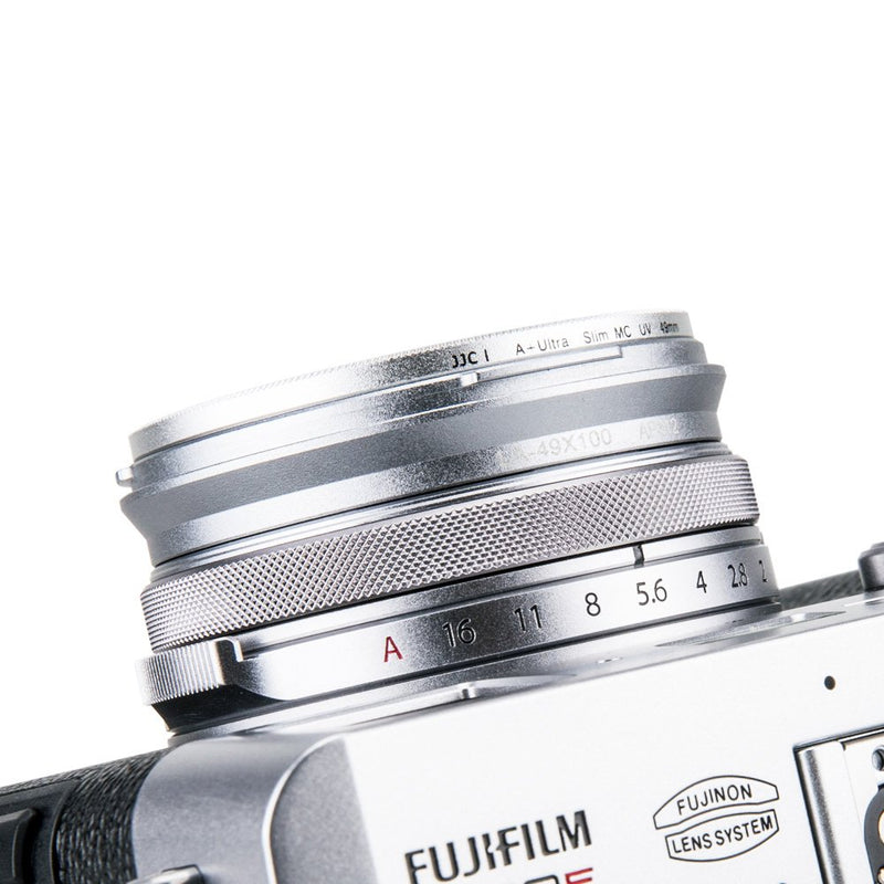 49mm Metal Lens Filter Adapter Ring for Fujifilm Fuji X100V X100F X100T X100S X100 X70 Camera & Wide Conversion Lens WCL-X100 II Installing UV CPL ND Filter Lens Cap Replace Fujifilm AR-X100 Silver 49mm filter adapter / silver