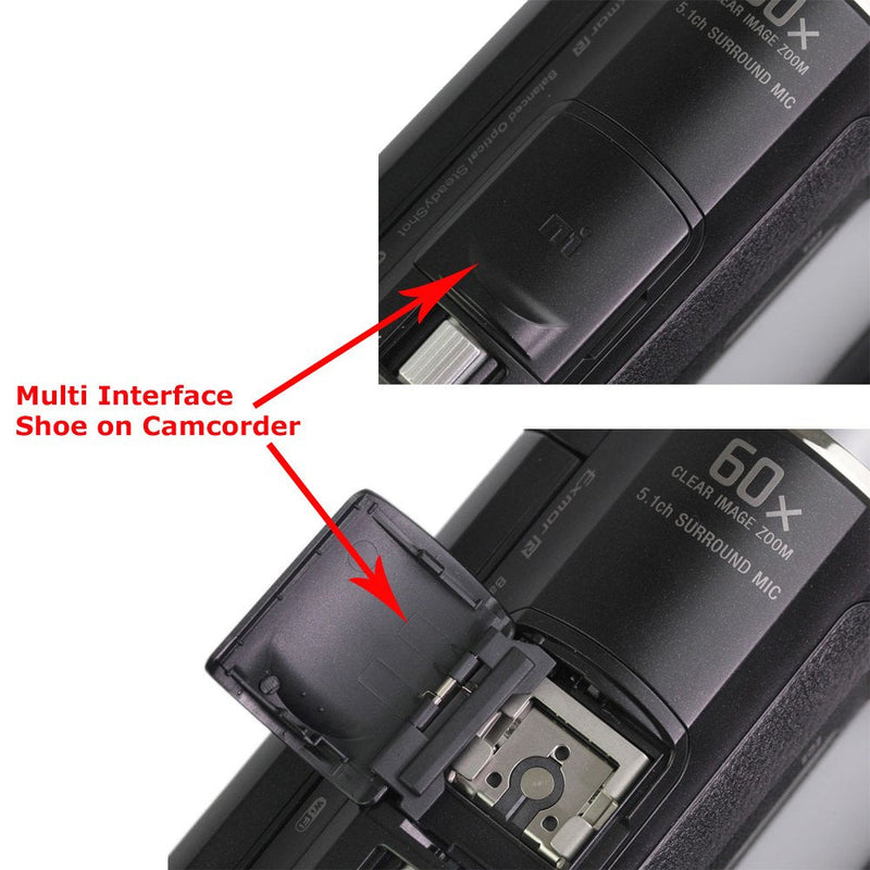 JJC Microphone & LED Light Cold Shoe Adapter Converter for Sony FDR-AX53 AX43 AX45 AX33 AX60 AX100 AX700 HDR-CX675 CX680 CX900 CX400E CX510E CX610E and More Sony Camcorder with Multi Interface Shoe For Sony Camcorder with Multi Interface Shoe