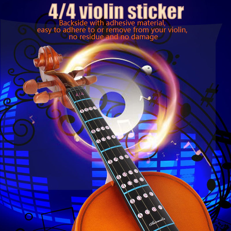 Violin Finger Guide Fingerboard Sticker, Removable 4/4 Violin Fiddle Finger Fingerboard Fretboard Sticker for Beginners Practice
