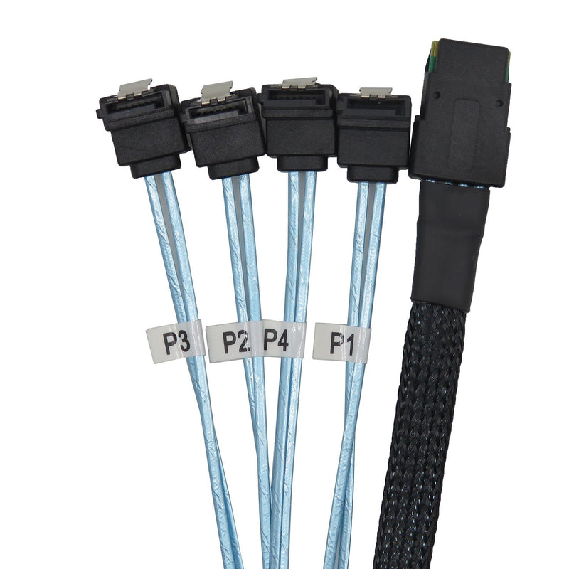 CableDeconn 18' Mini SAS 36P SFF-8087 To 4 SATA 7Pin 90 Degrees Target Hard Disk Data Cable 0.5M (H0304)