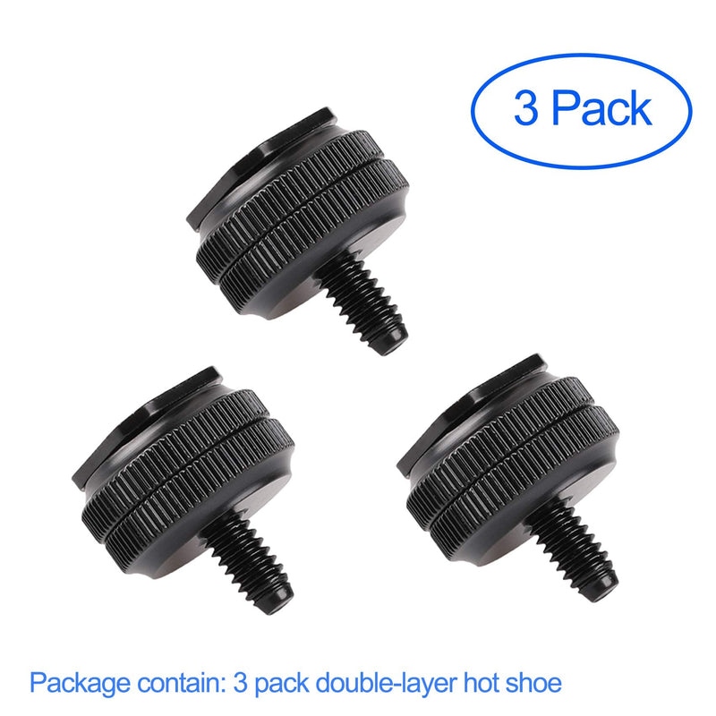 Camera Hot Shoe Mount Adapter, with 1/4 inch-20 Tripod Screw Flash Shoe Mount for DSLR Camera Rig, 3 Packs