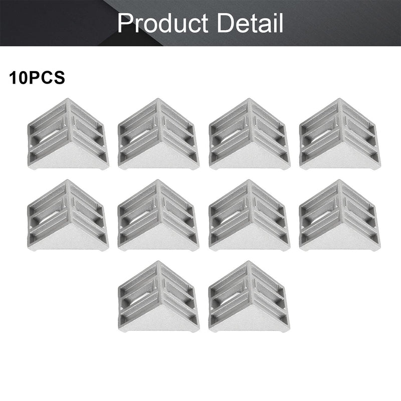 MroMax 10PCS Inner Angle Bracket Gusset Aluminum Alloy Inner Joint Bracket Suitable for 4545 Series Aluminum Extrusion Profile Silver