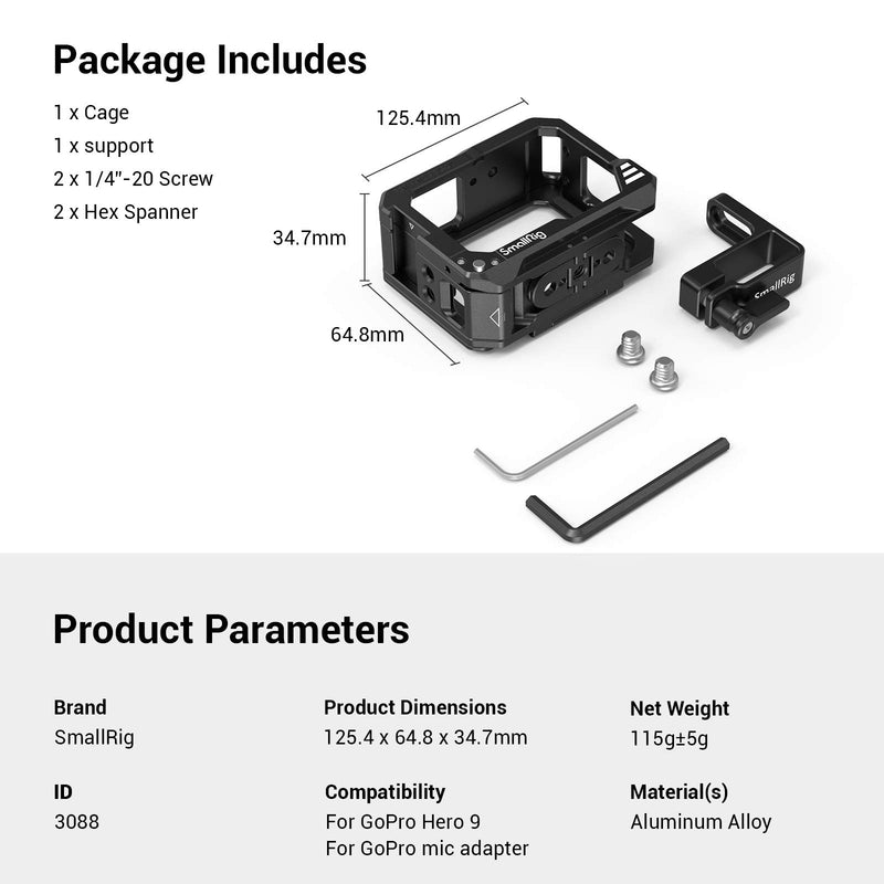 SmallRig Vlog Cage Kit for Go Pro Hero 9 Black 3088