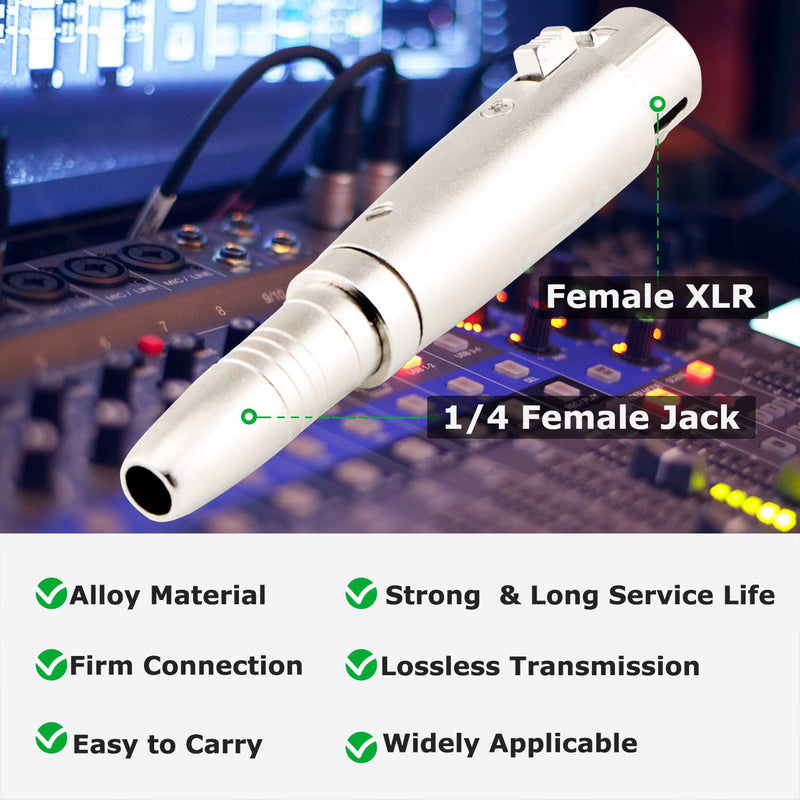 [AUSTRALIA] - XLR Female to 1/4 inch Female Adapter, HOSONGIN 3PIN XLR Female to Quarter 1/4" Inch 6.35mm Female Jack Socket Heavy Duty Metal Audio Microphone Adapter, 2 Pack 2PCS 