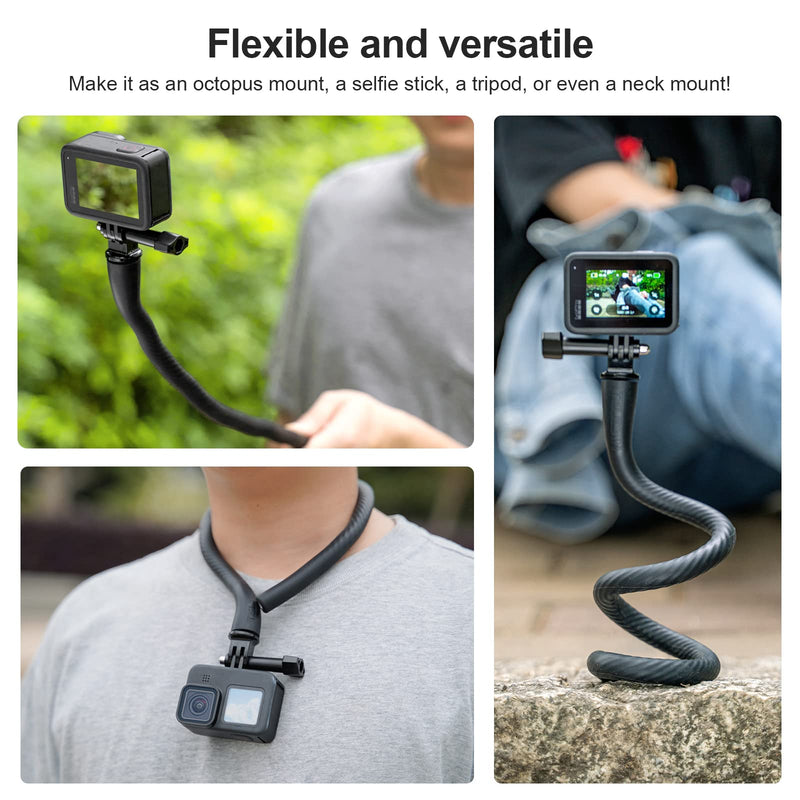 Gurmoir Flexible Camera Mount 20.3 inch Selfie Stick Monopod for GoPro Insta360 DJI Action, Flexible Roll Bar Mount for Bike, Motorcycle, Boat, Stroller, Desk