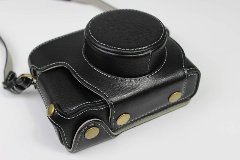 [AUSTRALIA] - X100V Case, BolinUS Real Genuine Handmade Leather Fullbody Camera Case Bag Cover for Fujifilm Fuji X100V Bottom Opening Version + Neck Strap + Mini Storage Bag (Black) Black 
